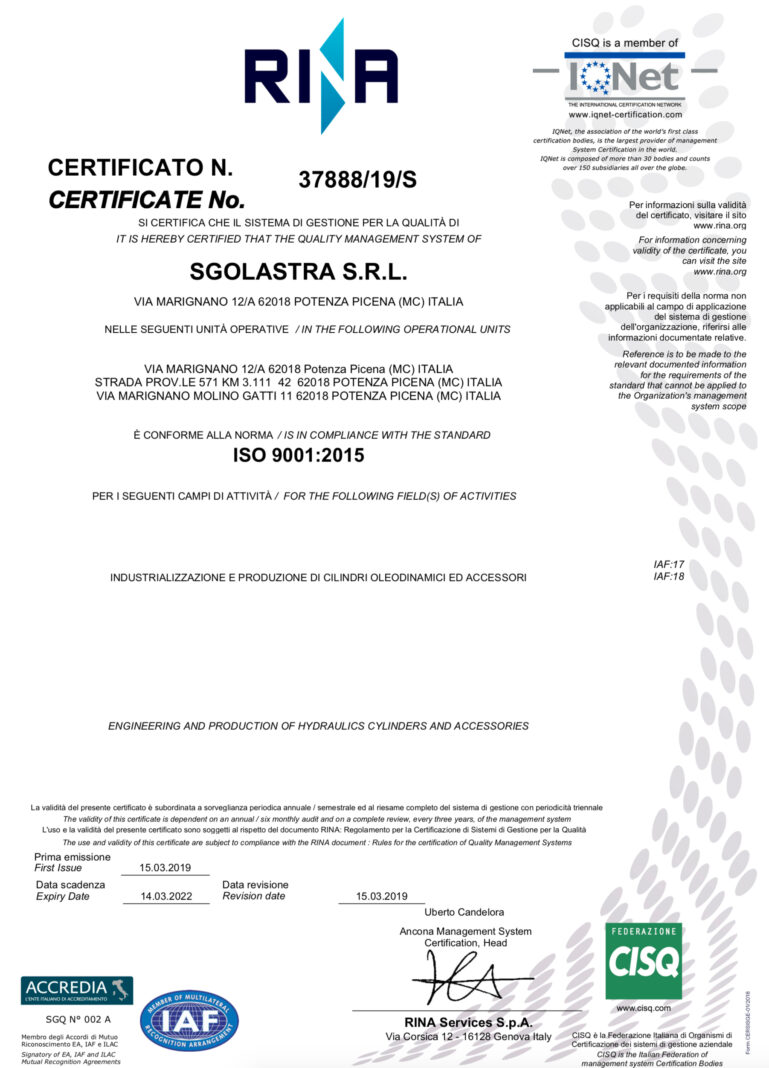 certificato iso 9001